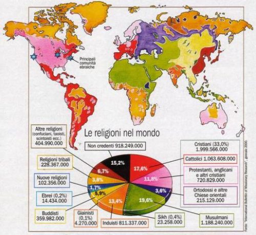 cartina delle religioni nel mondo